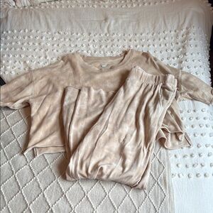 Aerie Brown And Cream Tye Dye Lounge Set
